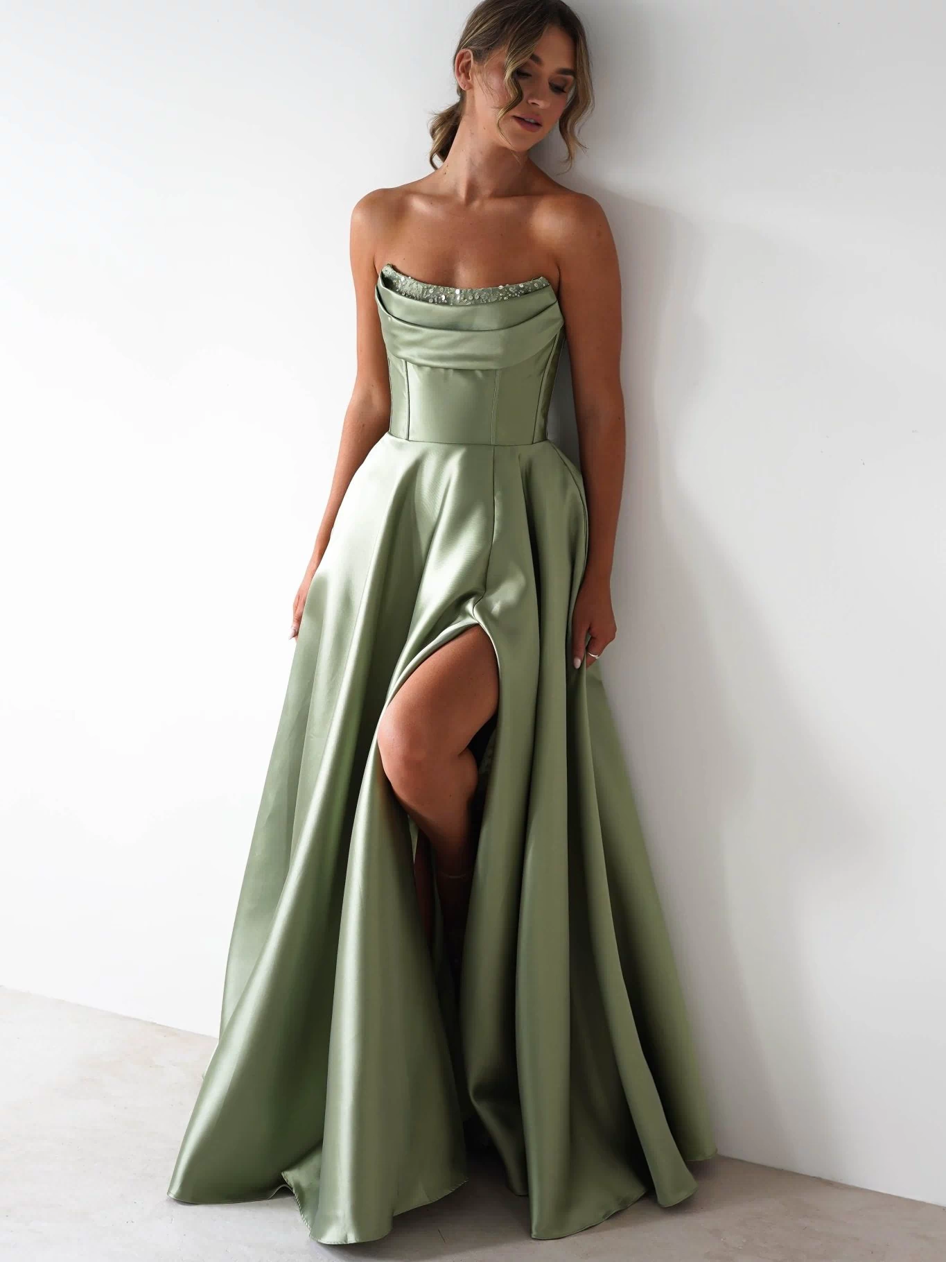 Pepper Strapless A-Line Maxi Gown | Sage-Oh Hello Clothing