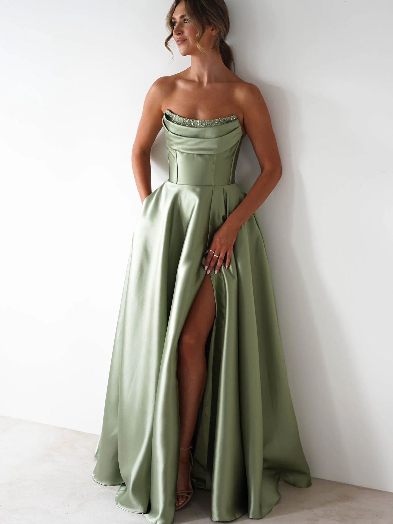 Pepper Strapless A-Line Maxi Gown | Sage-Oh Hello Clothing
