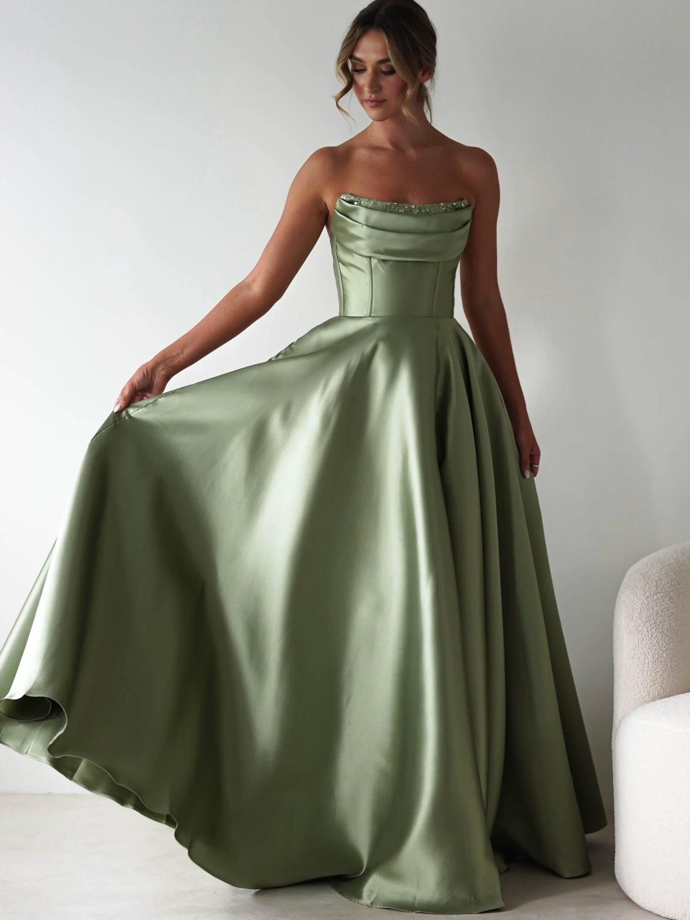 Pepper Strapless A-Line Maxi Gown | Sage-Oh Hello Clothing