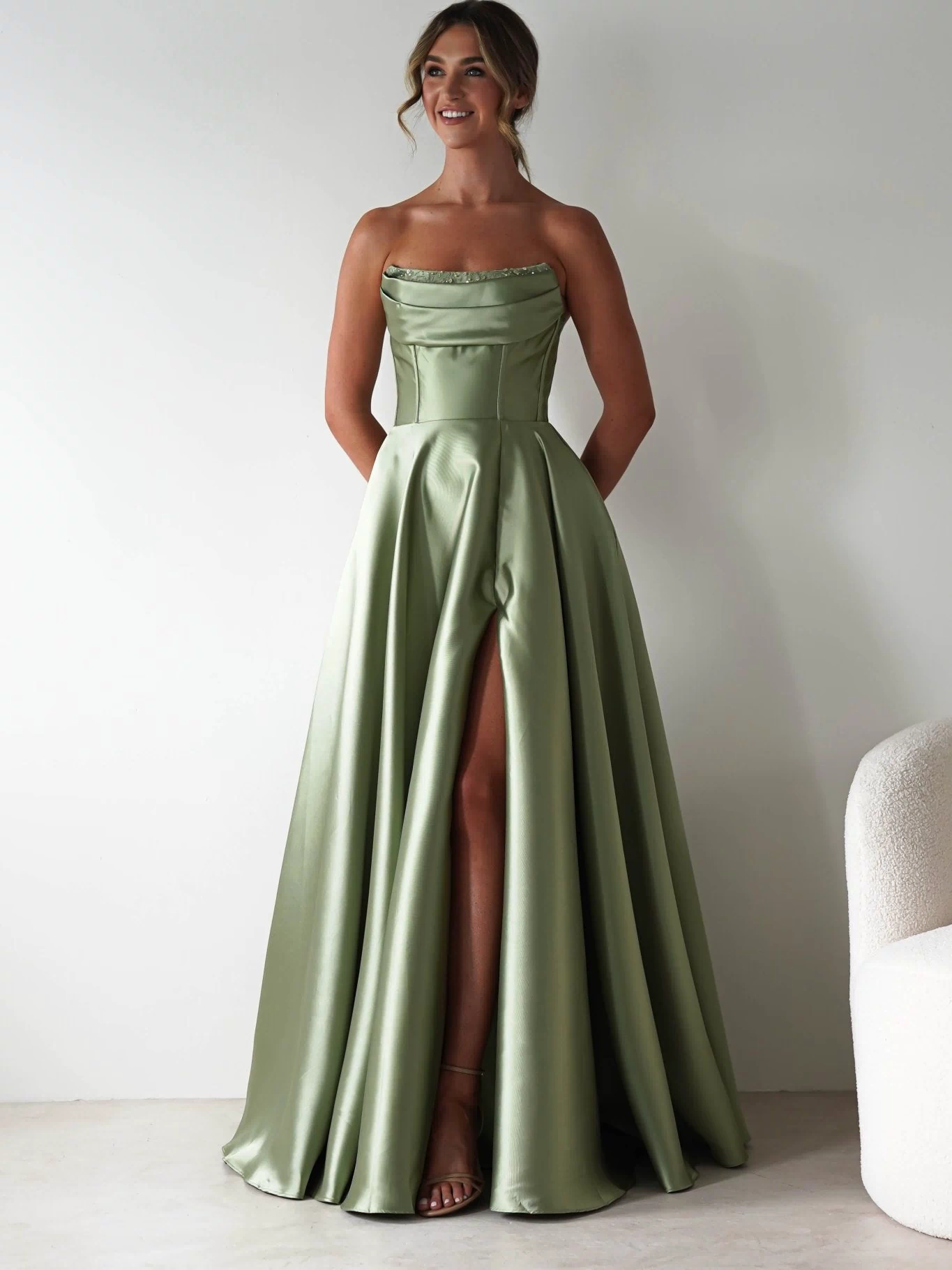 Pepper Strapless A-Line Maxi Gown | Sage-Oh Hello Clothing