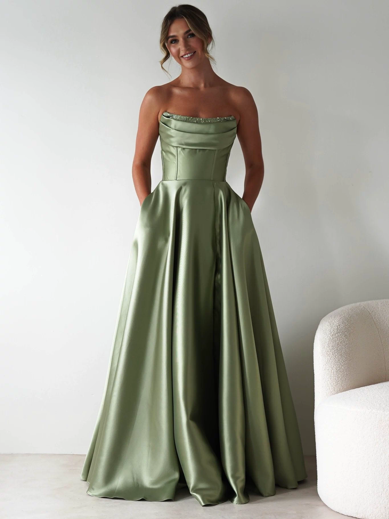 Pepper Strapless A-Line Maxi Gown | Sage-Oh Hello Clothing