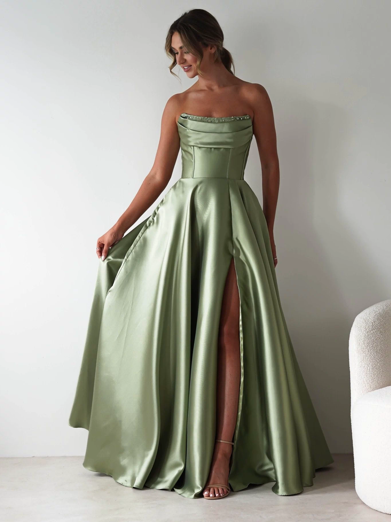 Pepper Strapless A-Line Maxi Gown | Sage-Oh Hello Clothing