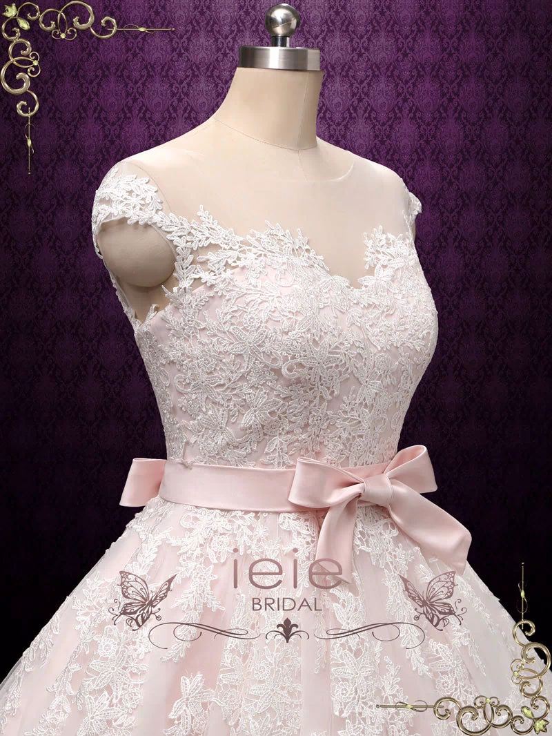 Pearl Pink Retro Tea Length Wedding Dress ROSALIE