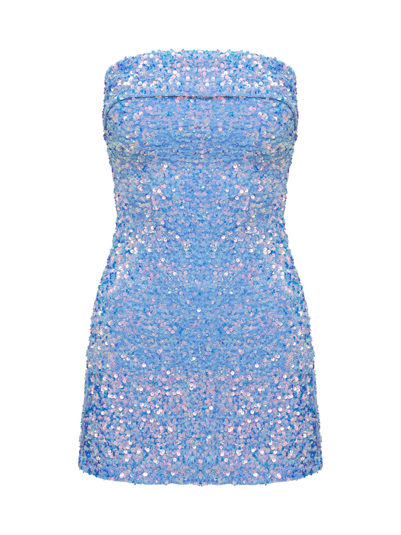 product Princess Polly Caprina Sequin Mini Dress Light Blue Straight Neck 