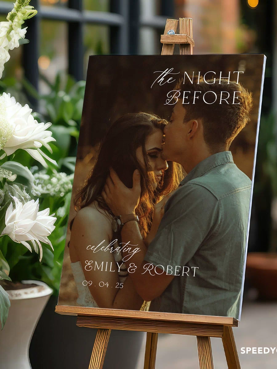 Photo Wedding Rehearsal Dinner Welcome Sign With Picture - SpeedyOrders