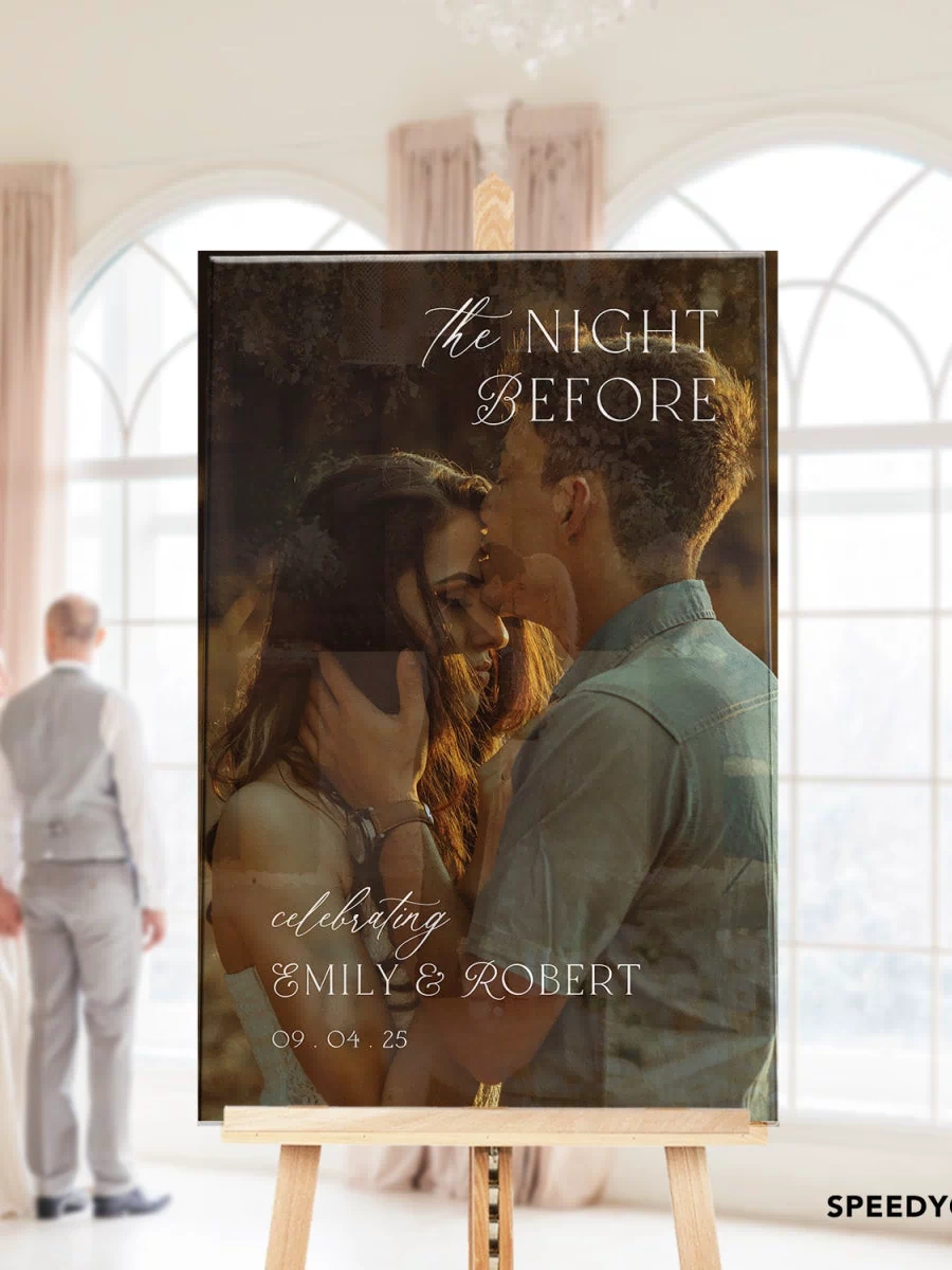 Photo Wedding Rehearsal Dinner Welcome Sign With Picture - SpeedyOrders