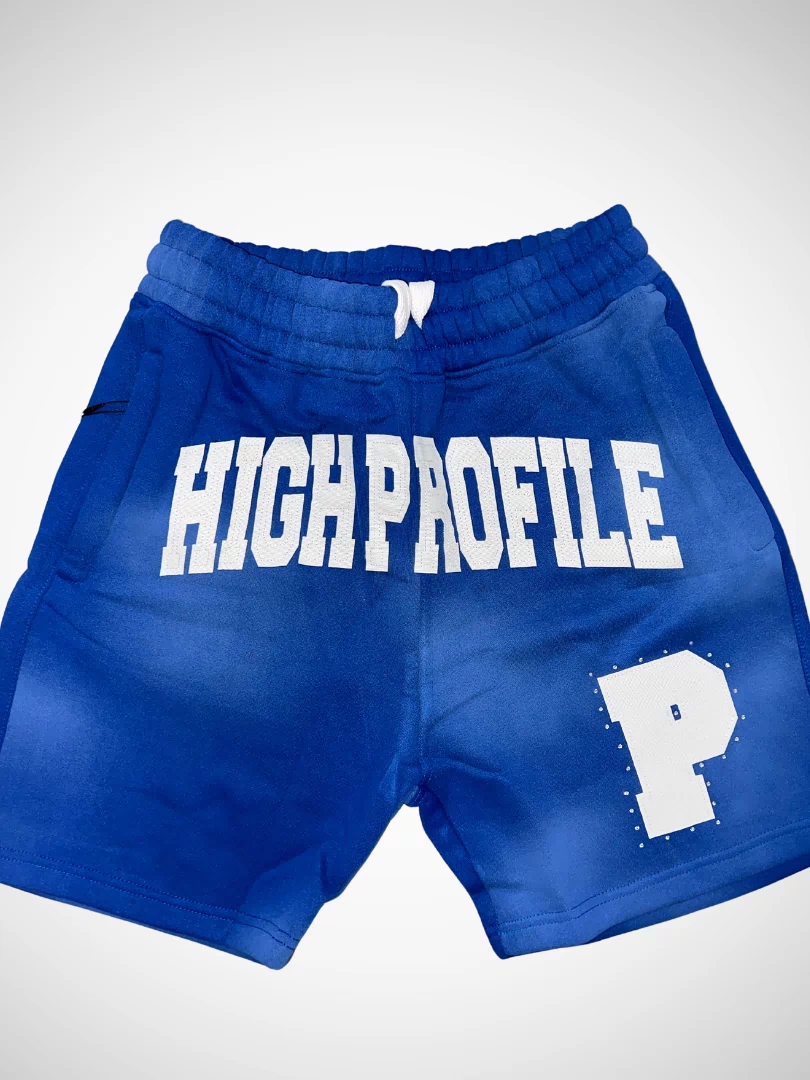"Playas Club" P Rhinestone Shorts (Royal Blue)