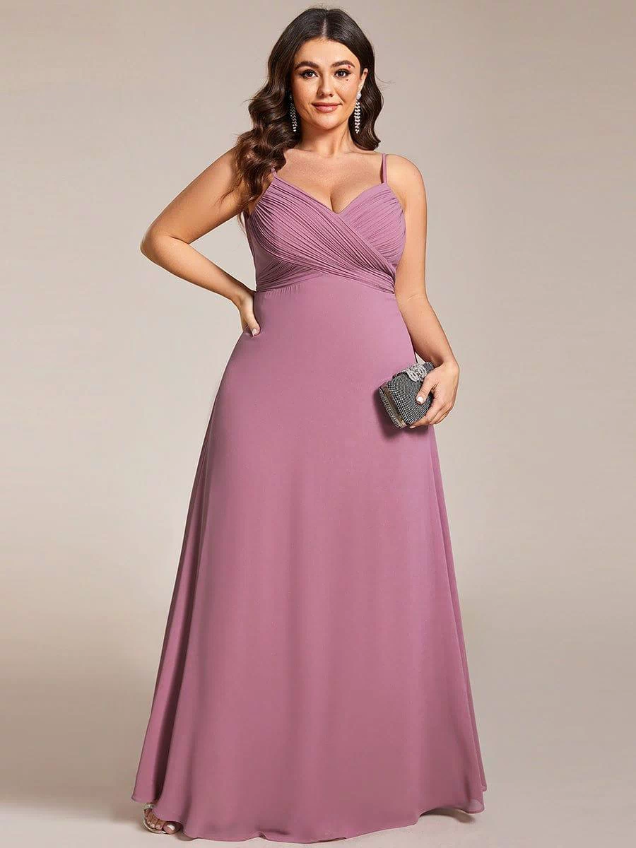 Plus Size Draped Back Criss-Cross Chiffon A-Line Dress #color_Purple Orchid