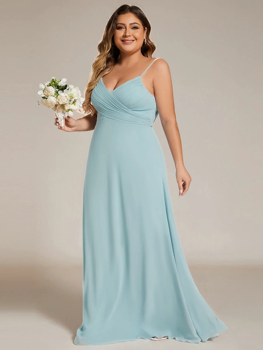 Plus Size Draped Back Criss-Cross Chiffon A-Line Dress #color_Sky Blue