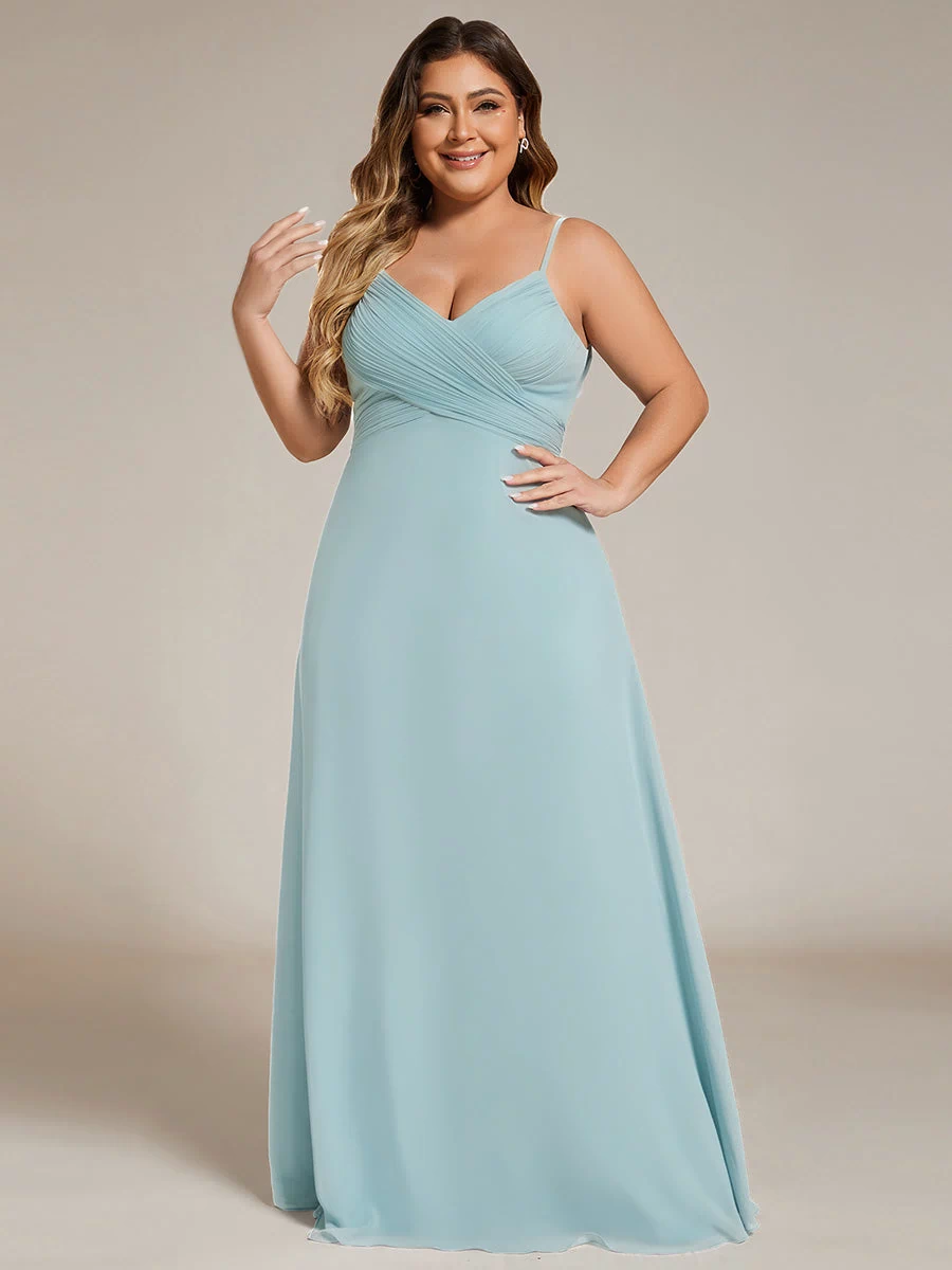 Plus Size Draped Back Criss-Cross Chiffon A-Line Dress #color_Sky Blue
