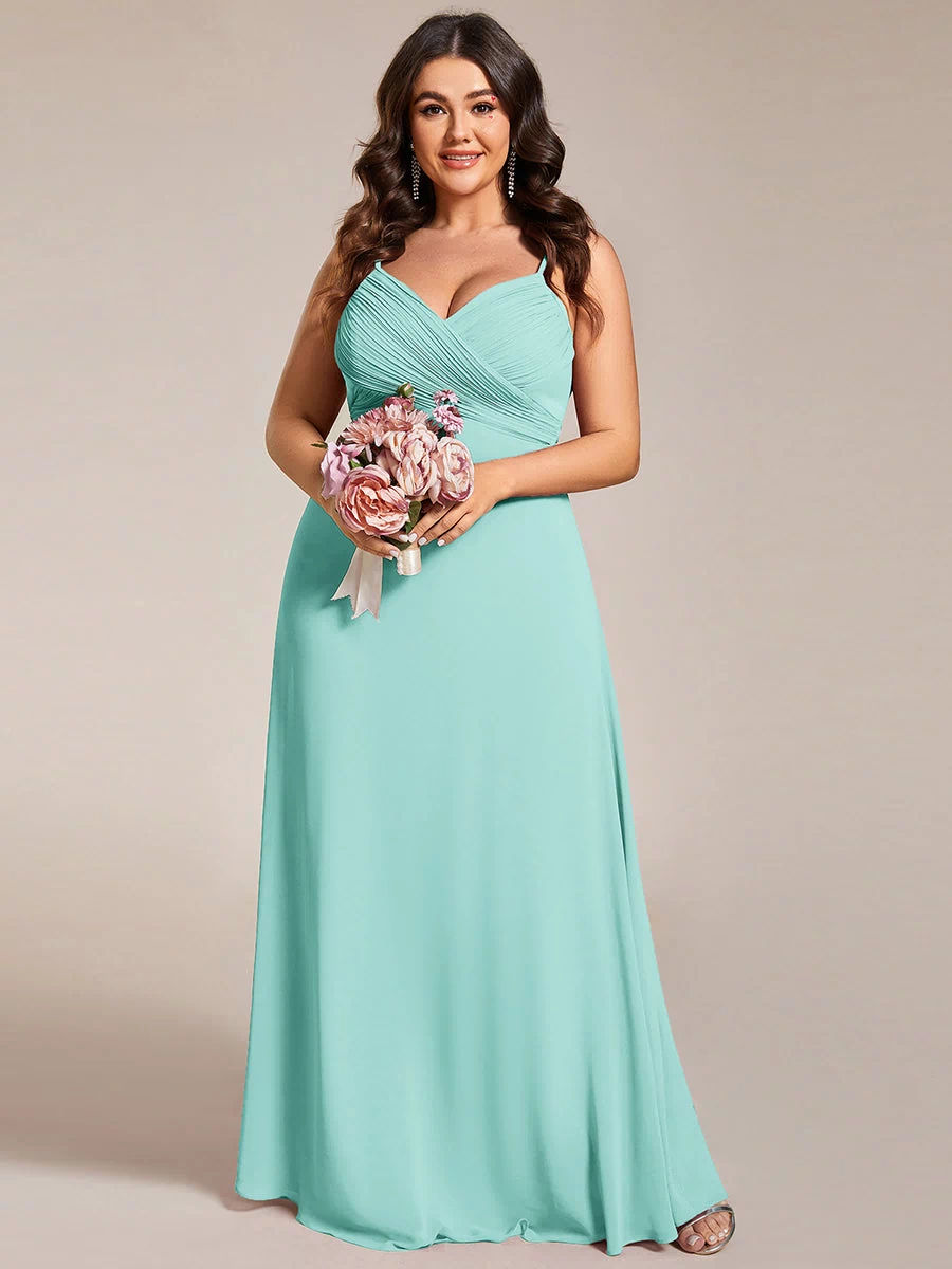 Plus Size Draped Back Criss-Cross Chiffon A-Line Dress #color_Pastel blue