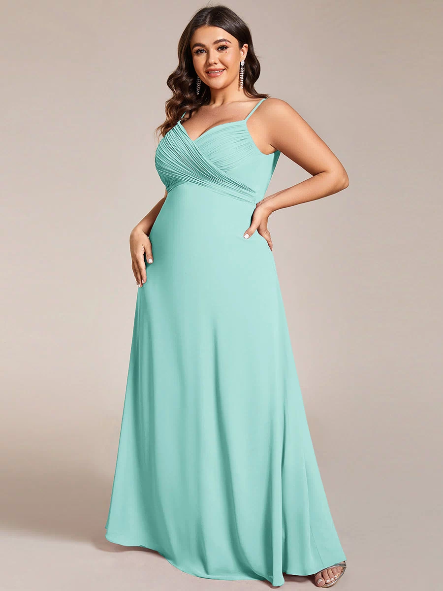 Plus Size Draped Back Criss-Cross Chiffon A-Line Dress #color_Pastel blue