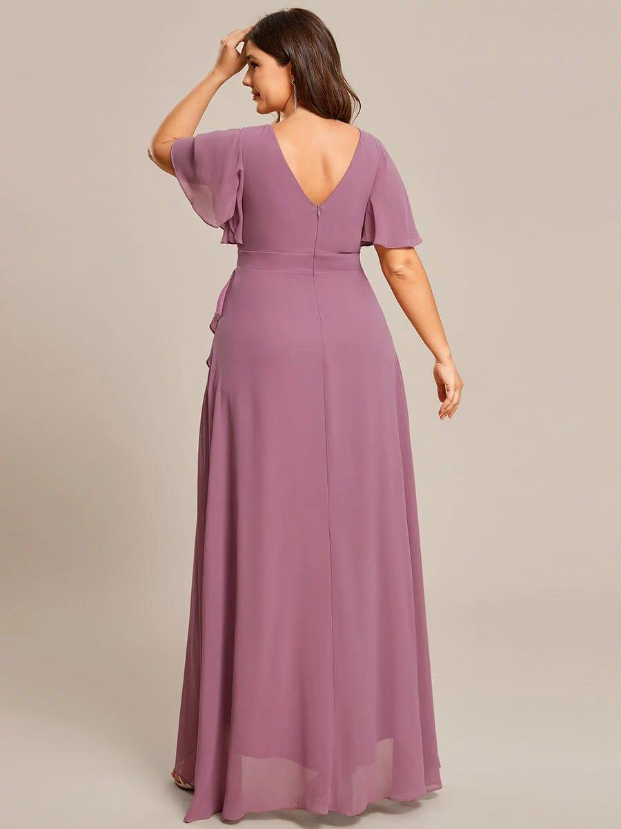 Plus Size Elegant Lotus Sleeves Chiffon Bridesmaid Dress #color_Purple Orchid