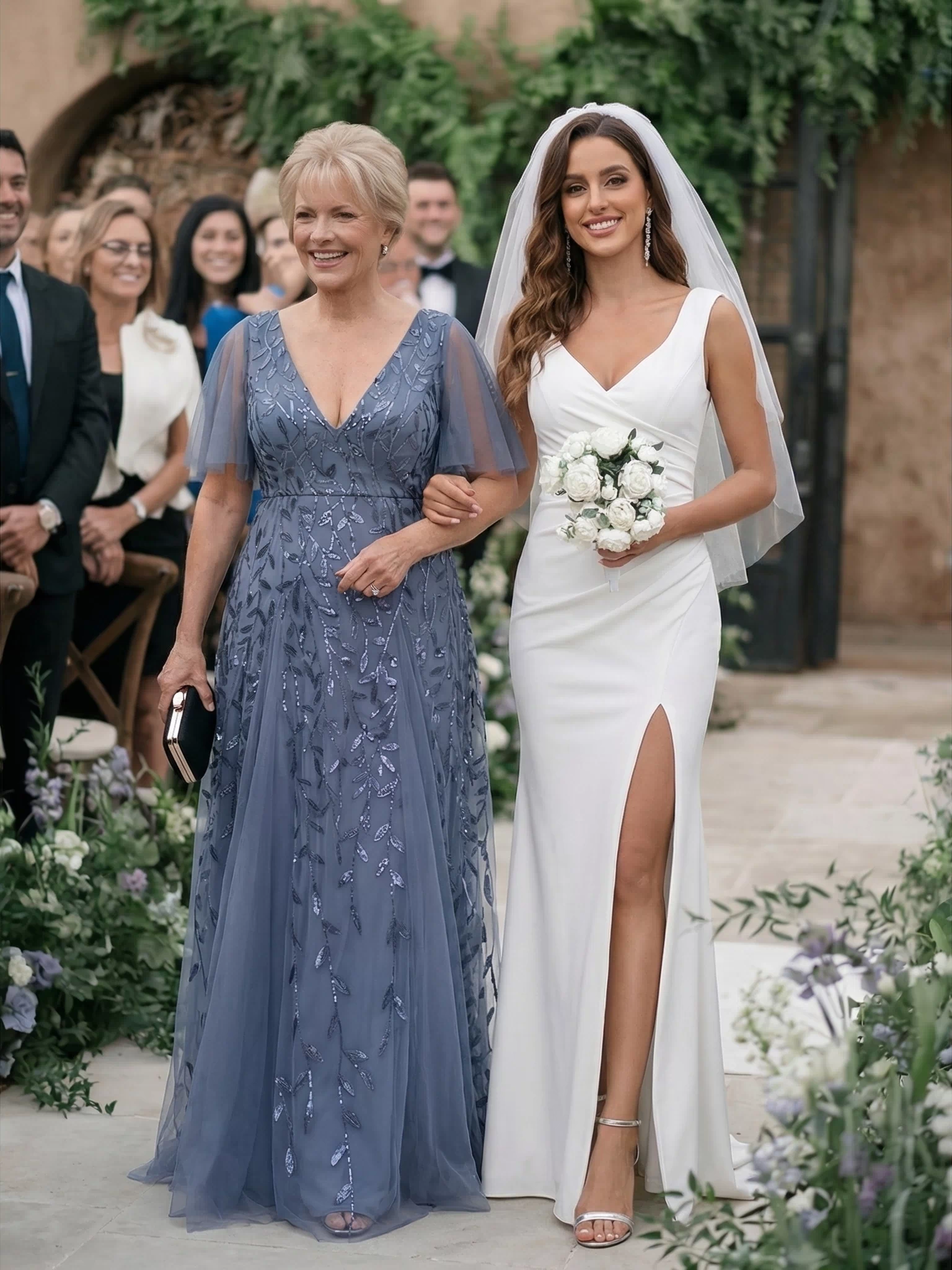 Plus Size Floor Length Formal Evening Gowns for Weddings #color_Dusty Blue
