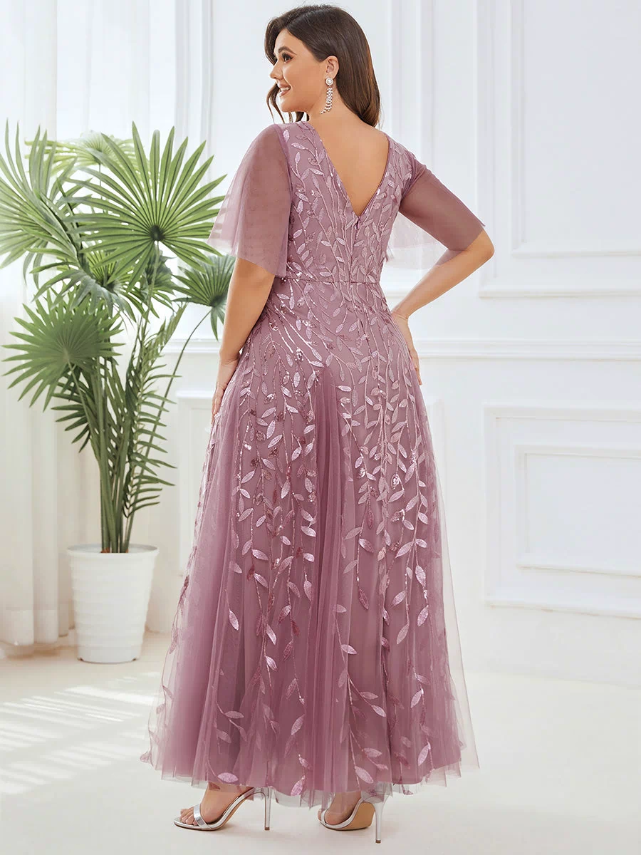 Plus Size Floor Length Formal Evening Gowns for Weddings #color_Purple Orchid 