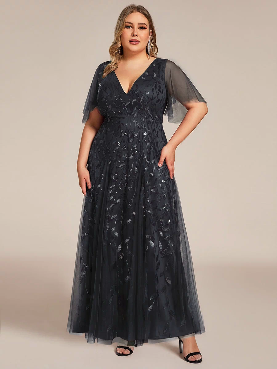 Plus Size Floor Length Formal Evening Gowns for Weddings #color_Black