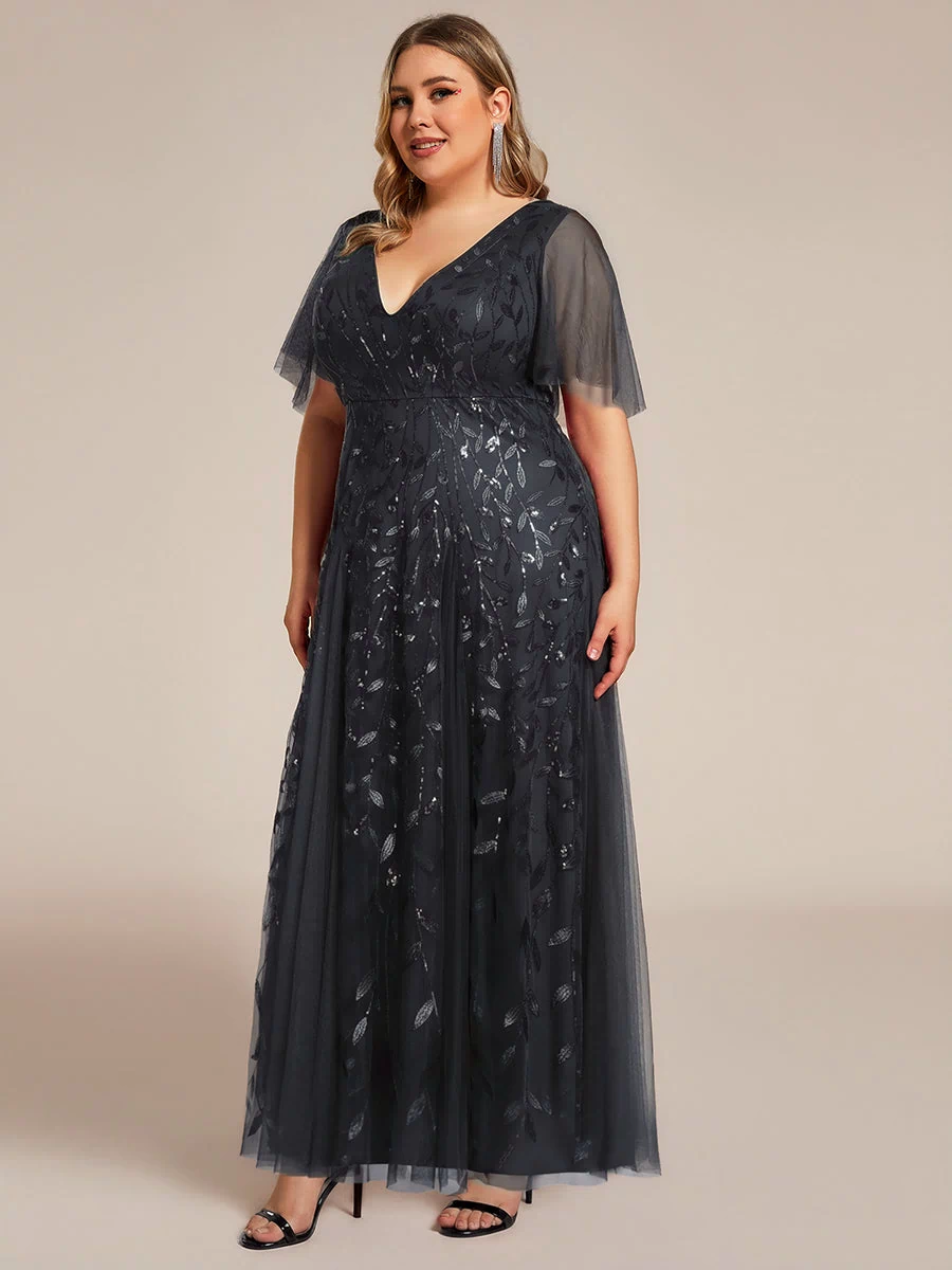Plus Size Floor Length Formal Evening Gowns for Weddings #color_Black