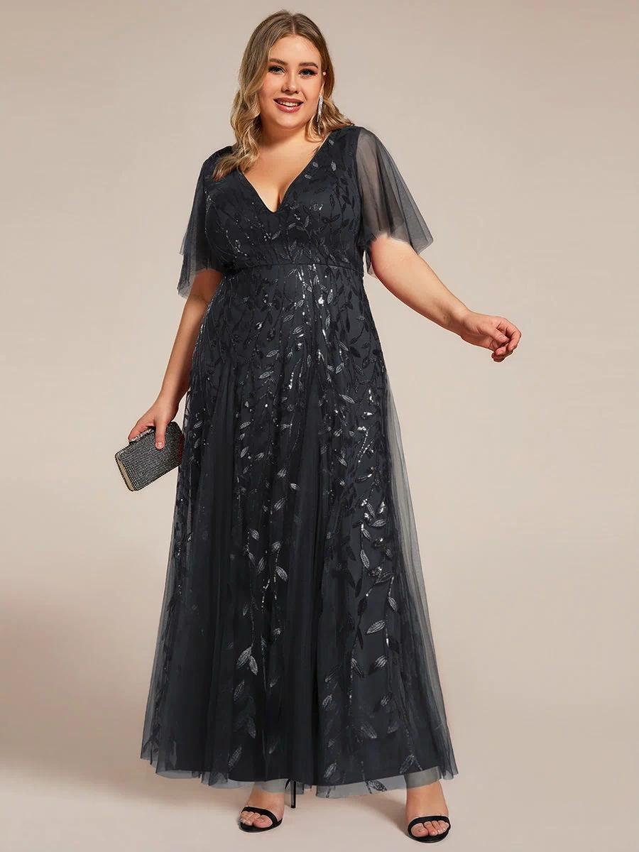Plus Size Floor Length Formal Evening Gowns for Weddings #color_Black