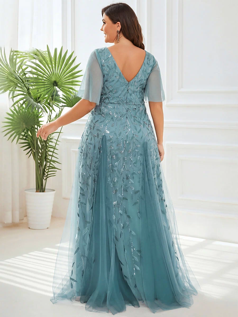 Plus Size Floor Length Formal Evening Gowns for Weddings #color_Light Teal