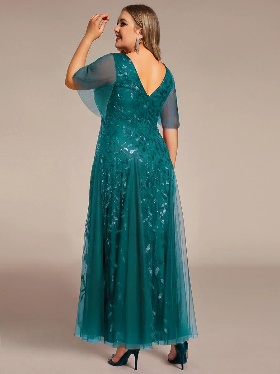 Plus Size Floor Length Formal Evening Gowns for Weddings #color_Teal
