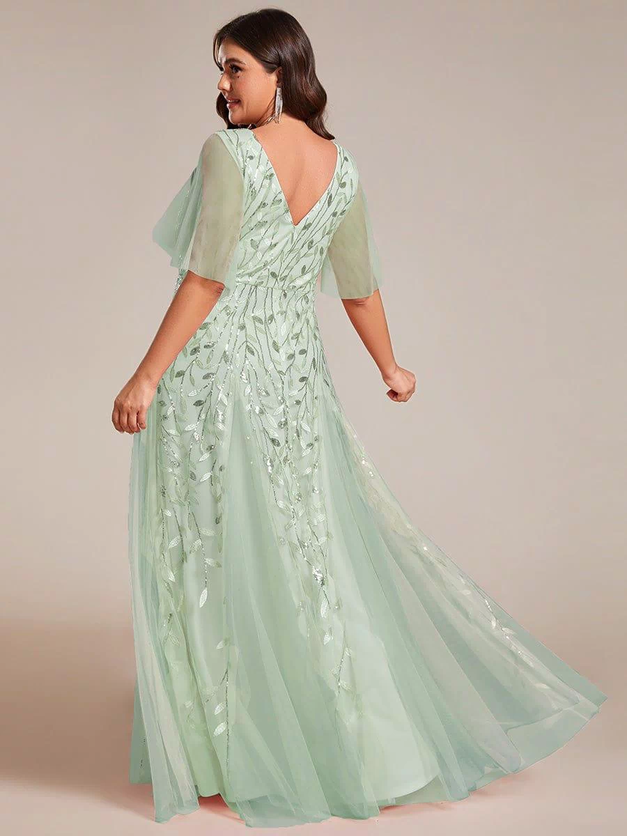 Plus Size Floor Length Formal Evening Gowns for Weddings #color_Mint Green