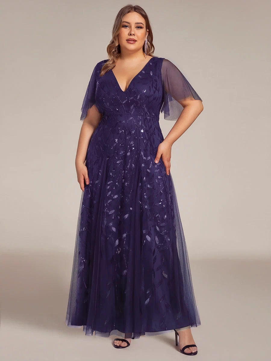 Plus Size Floor Length Formal Evening Gowns for Weddings #color_Dark Purple