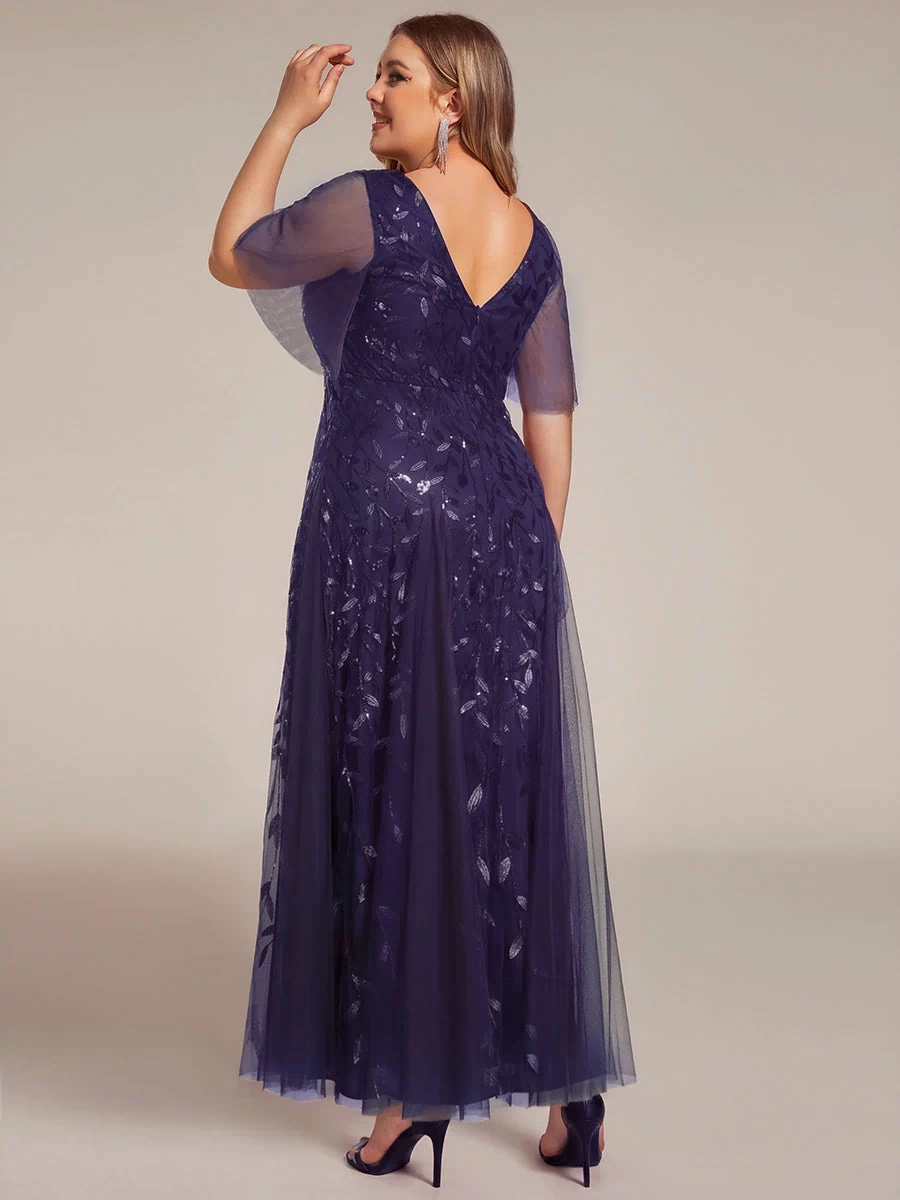 Plus Size Floor Length Formal Evening Gowns for Weddings #color_Dark Purple