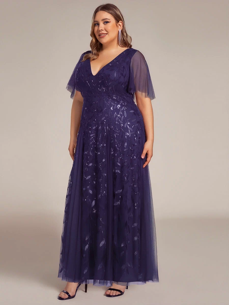 Plus Size Floor Length Formal Evening Gowns for Weddings #color_Dark Purple