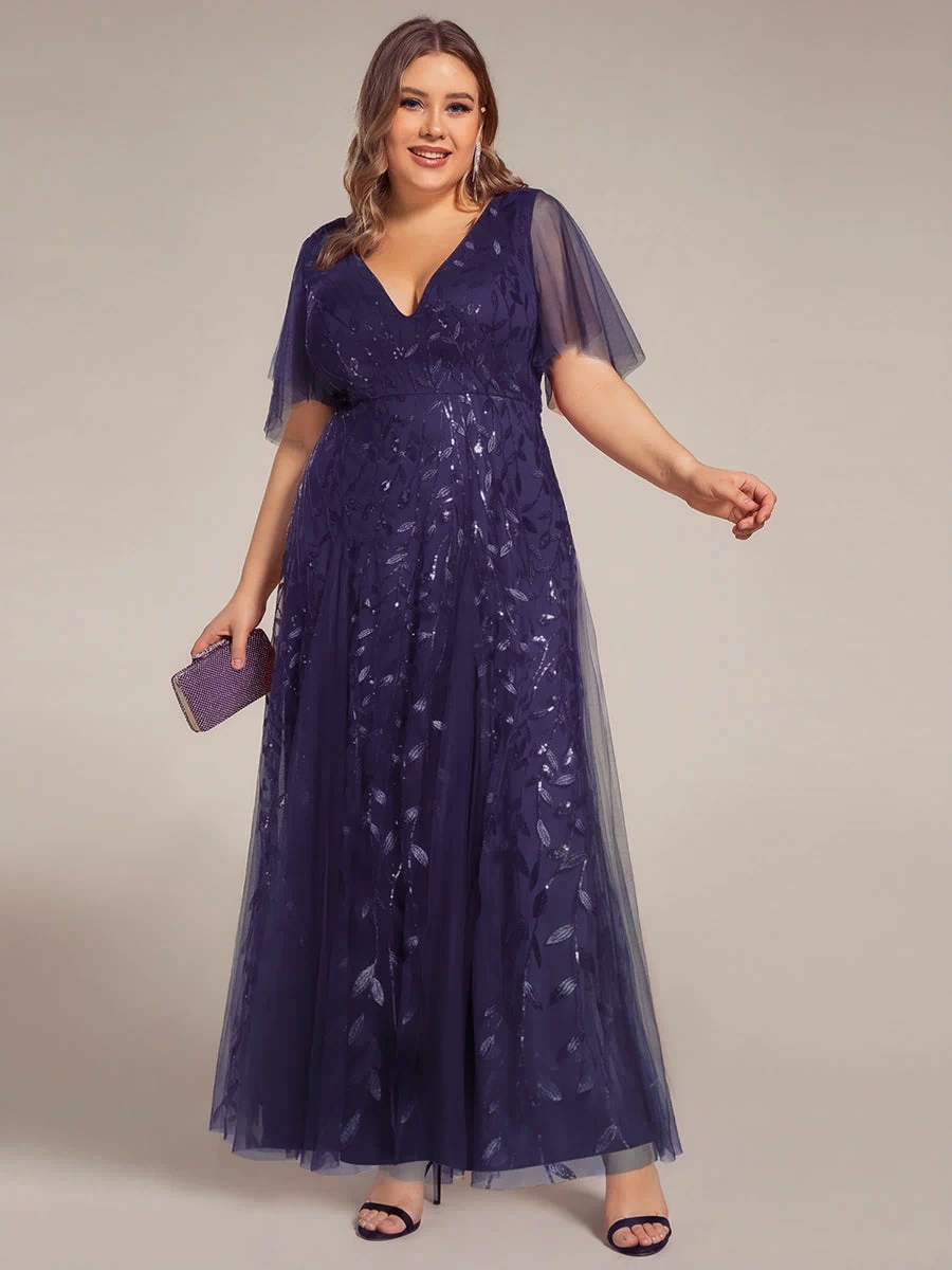 Plus Size Floor Length Formal Evening Gowns for Weddings #color_Dark Purple