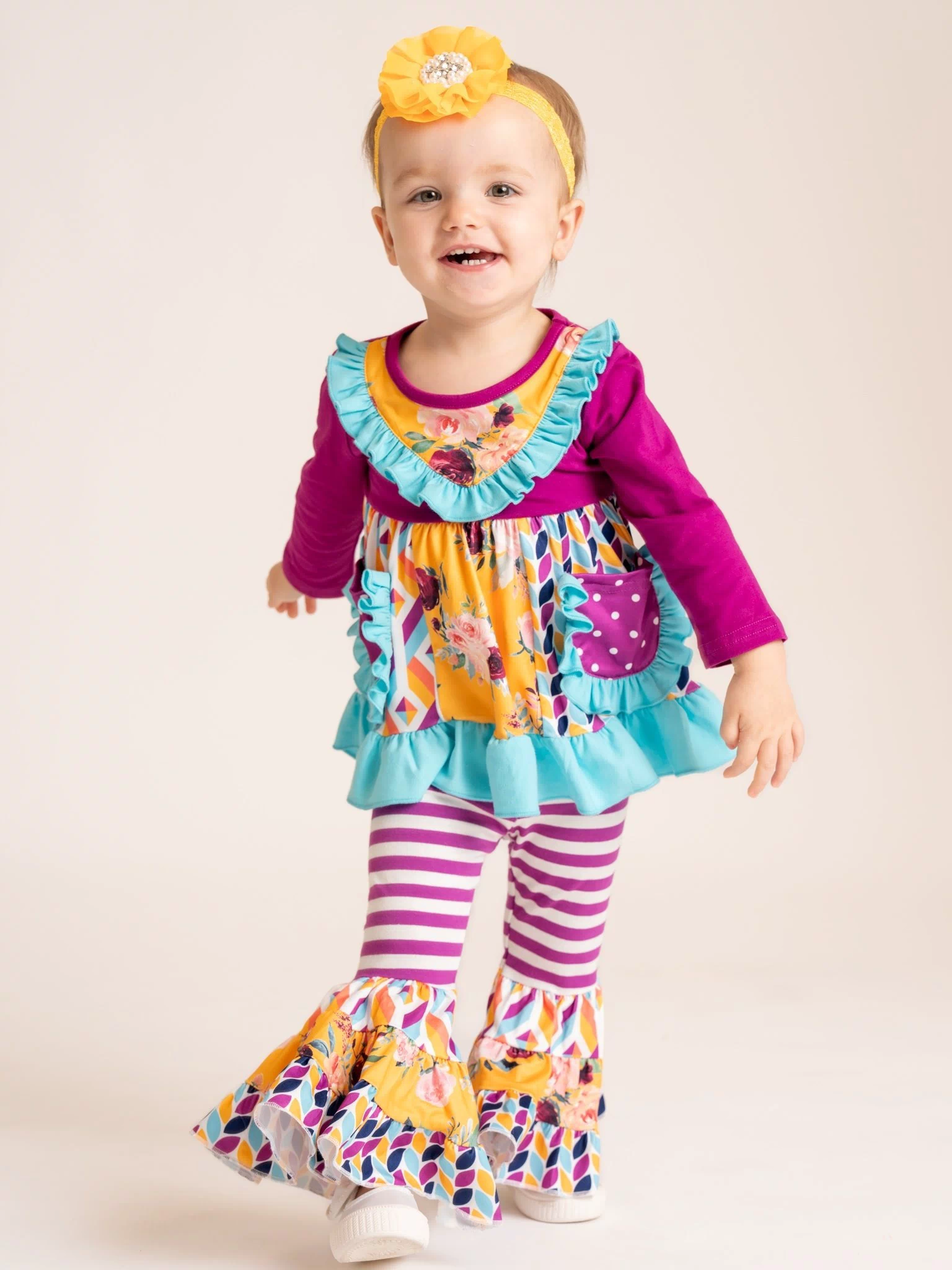 Pocket Flara Bells Outfit - Mulberry - Marie Nicole Clothing