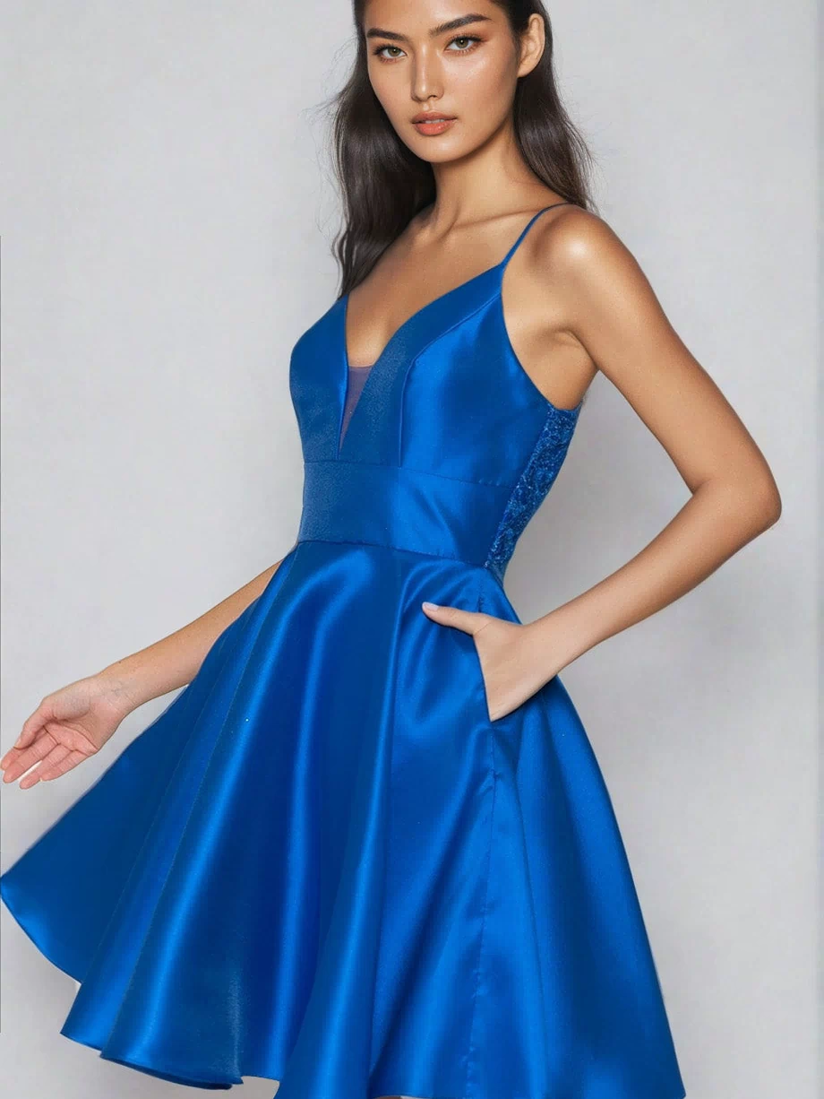 Lace-Back Short A-Line Homecoming Dress 8698