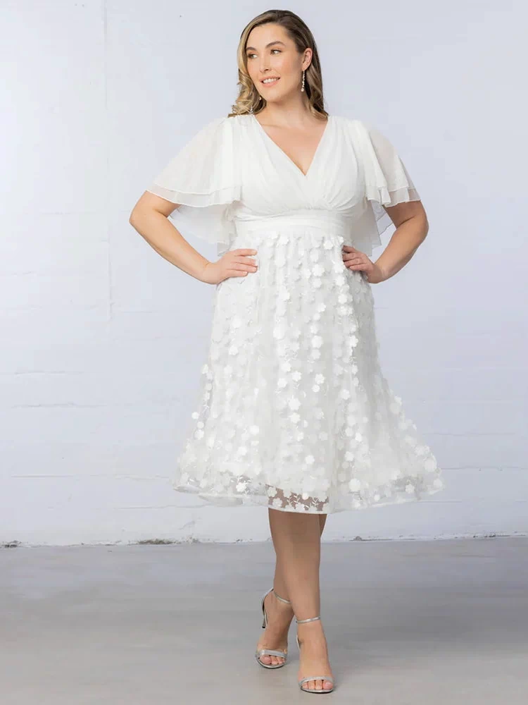 Pretty Petals Mesh Cocktail Dress in Ivory Blossoms