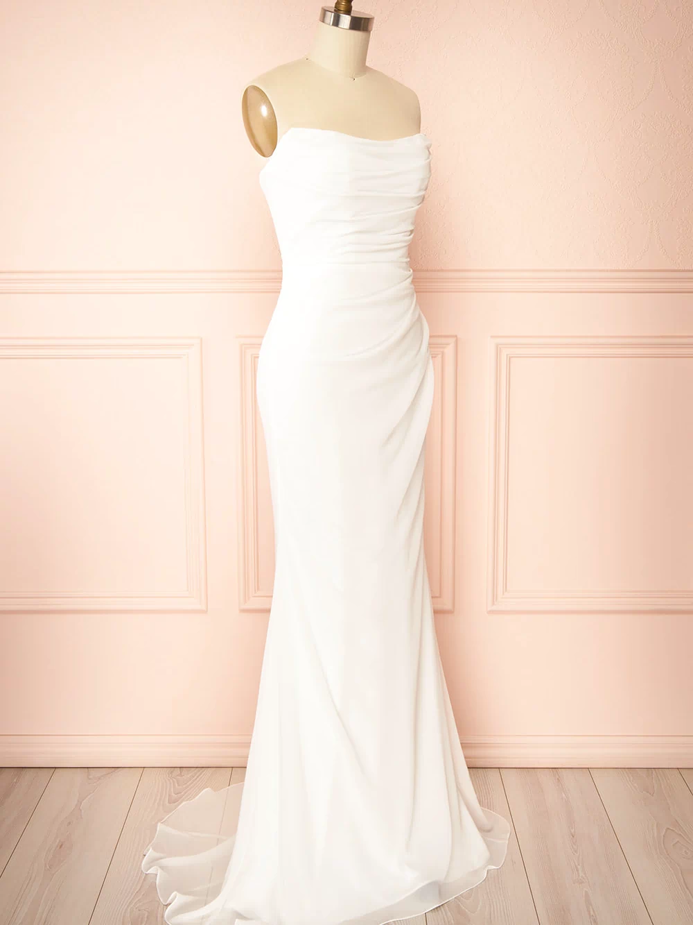 Pricille Strapless Chiffon Fitted Bridal Dress | Boudoir 1861 side view
