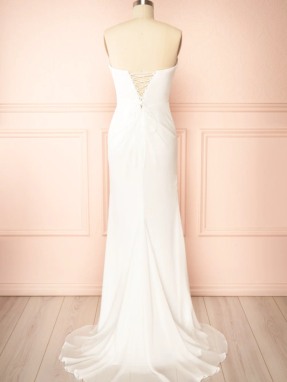 Pricille Strapless Chiffon Fitted Bridal Dress | Boudoir 1861 back view