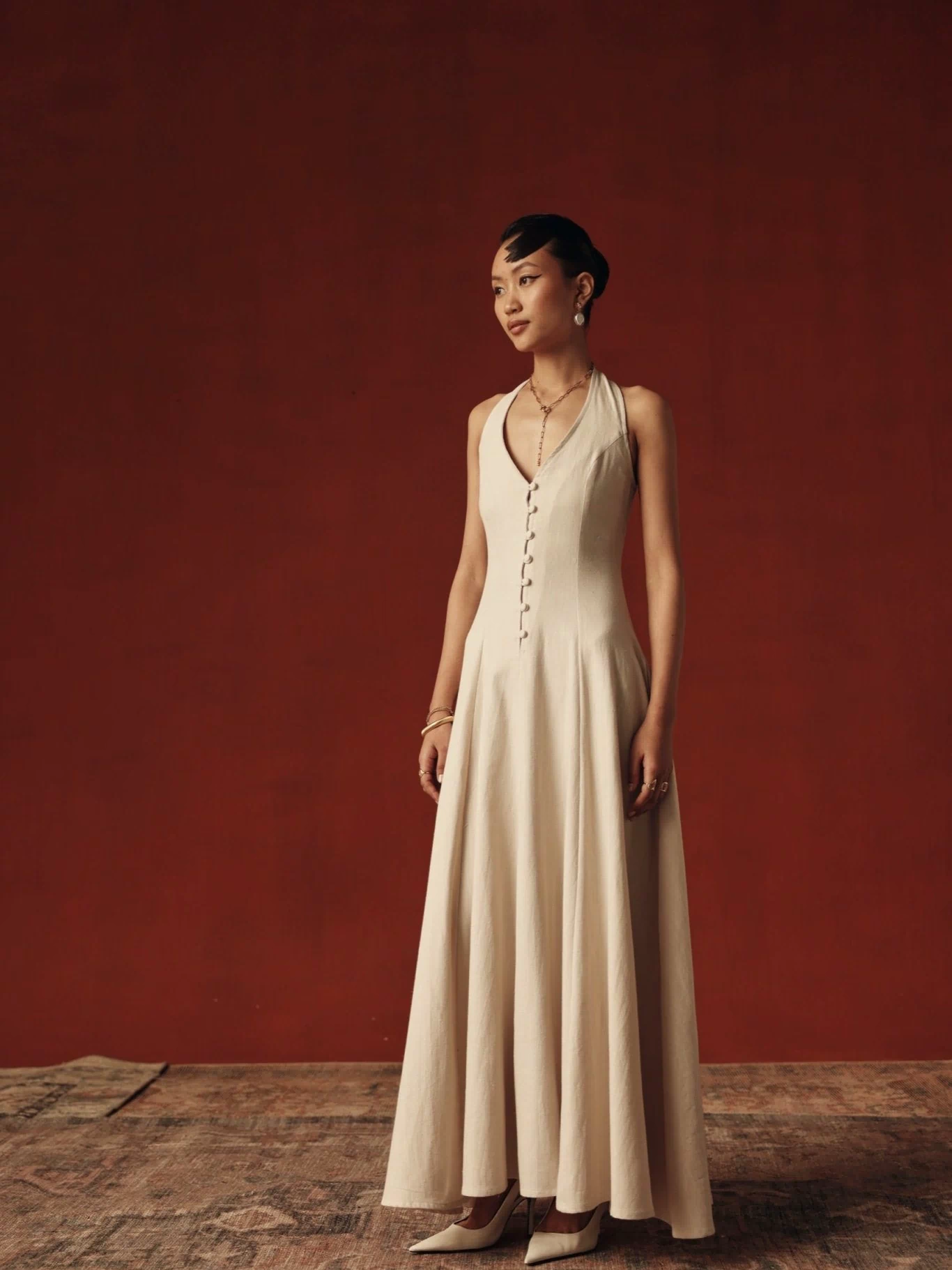 Provence Dress – breathable twill maxi, sizes XS to 5XL