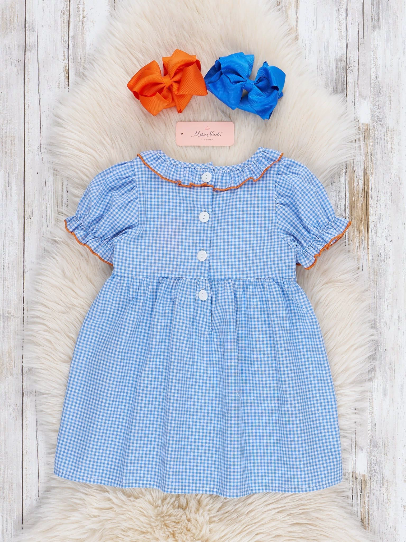 Pumpkin Posh Cutie Embroidered Smocked Dress - Marie Nicole Clothing