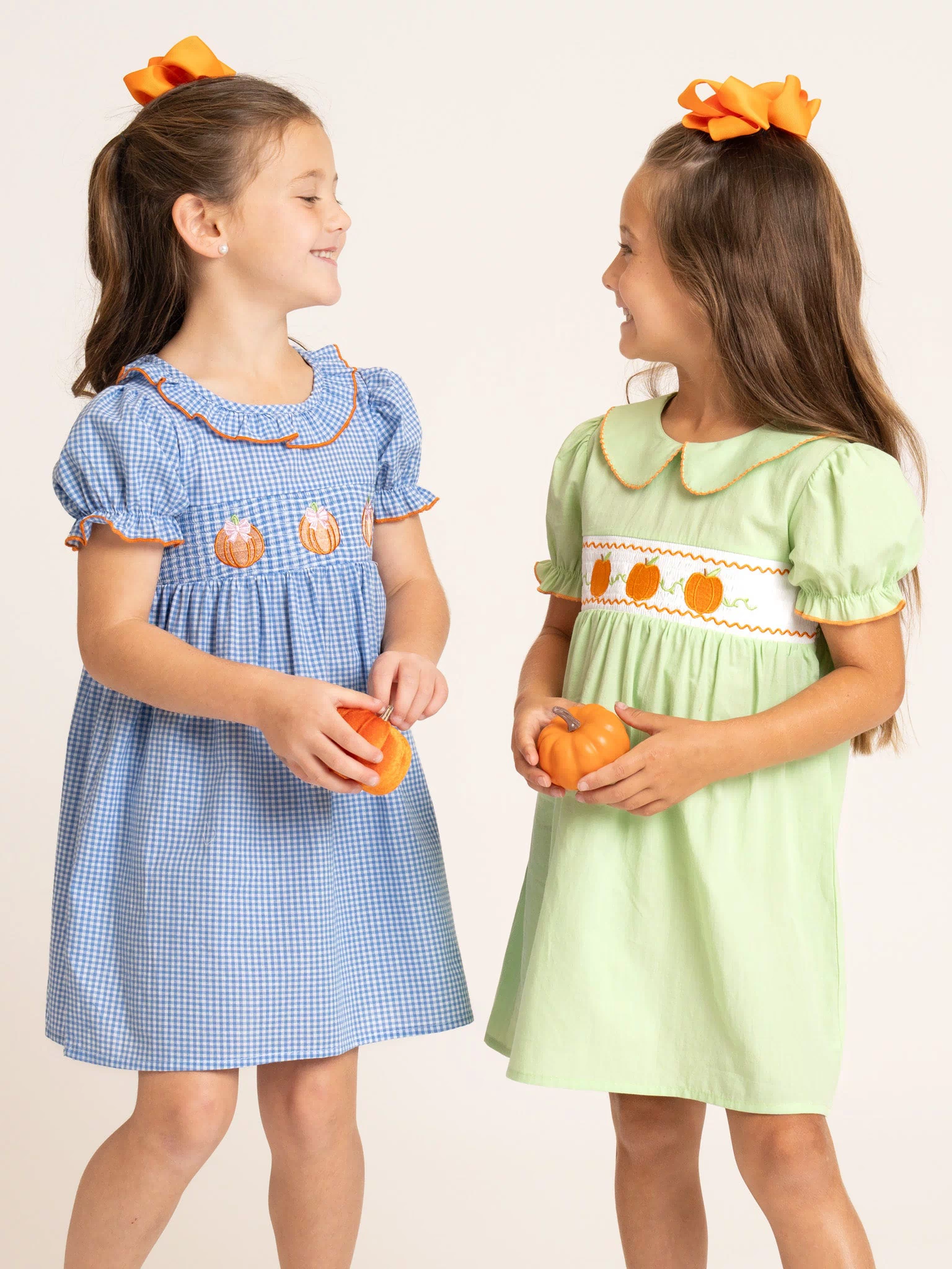 Pumpkin Posh Cutie Embroidered Smocked Dress - Marie Nicole Clothing