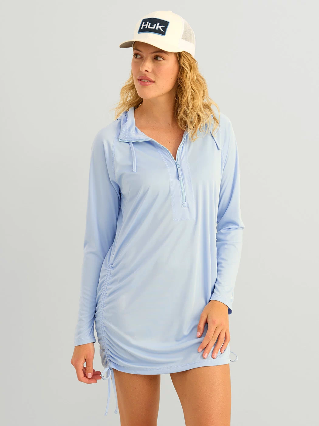 Huk women's Pursuit Cover-Up Dress in Windsurfer, front view, additional angle