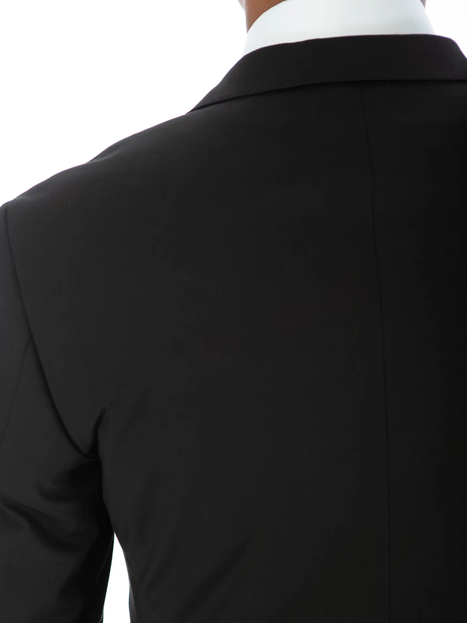 Raphael Mens Solid Black Slim Fit Stretch 2 Button Blazer Sportcoat - The Suit Depot