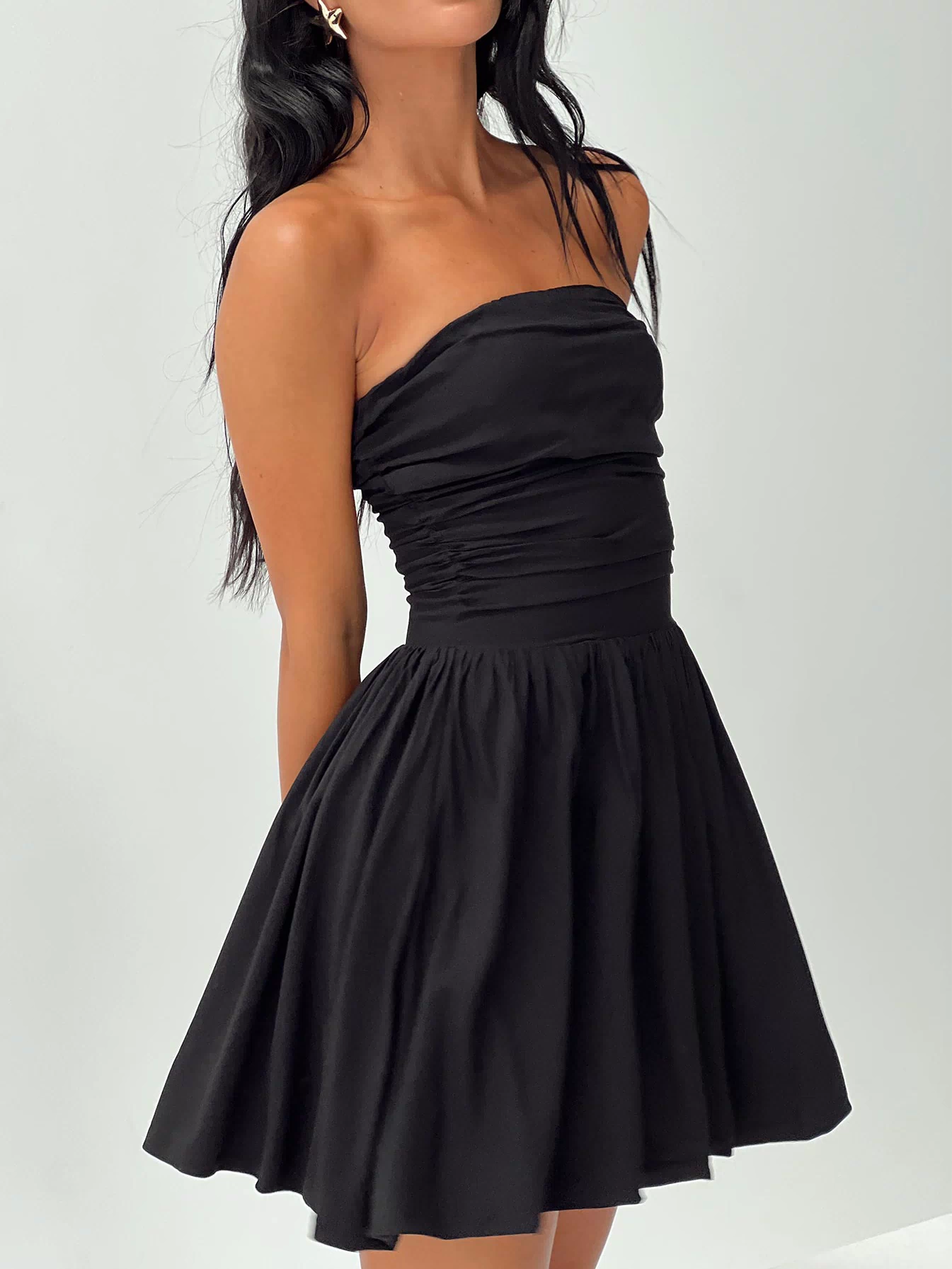 product Princess Polly Asymmetric Neckline  Rashida Strapless Mini Dress Black