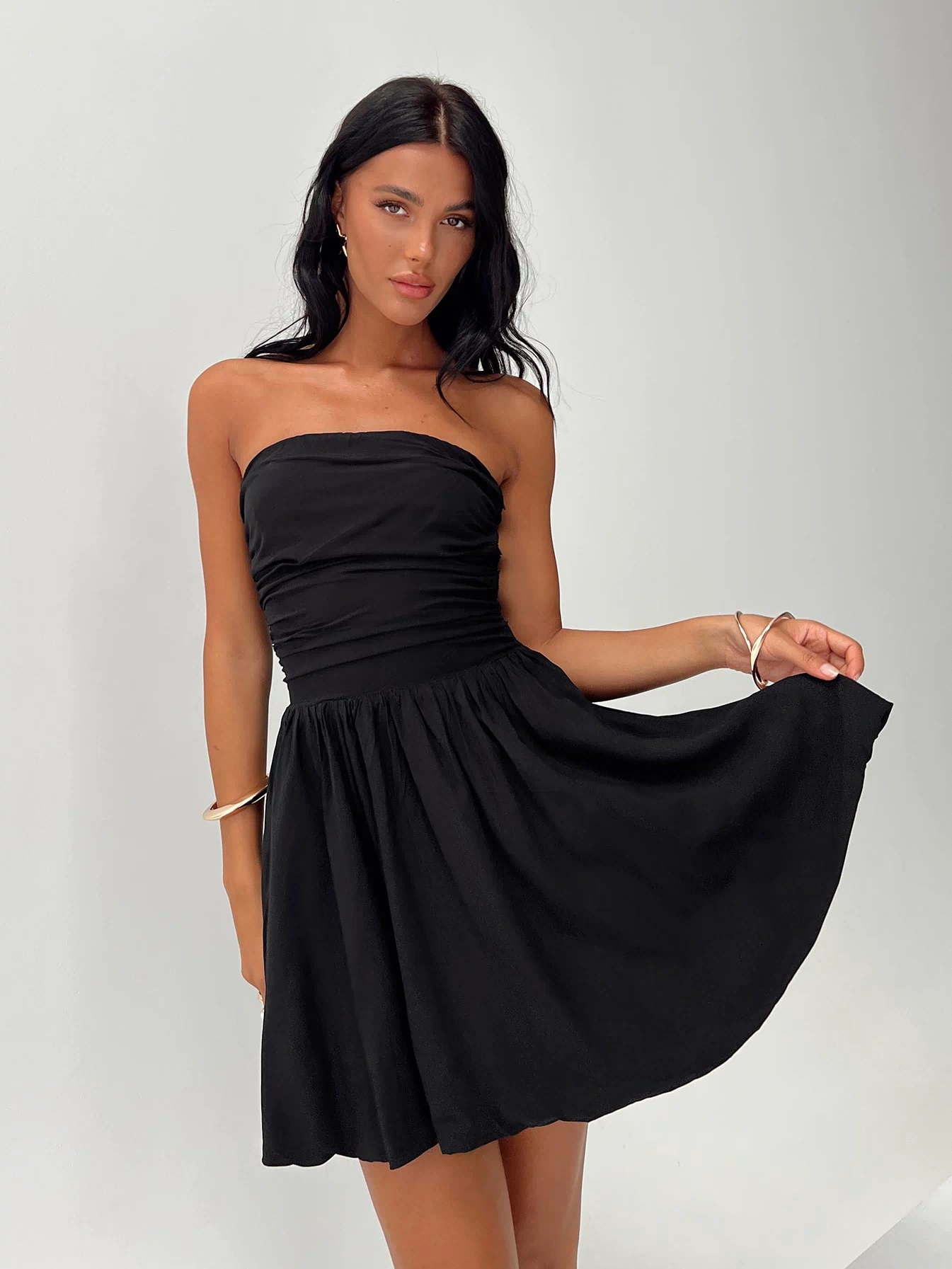 product Princess Polly Asymmetric Neckline  Rashida Strapless Mini Dress Black