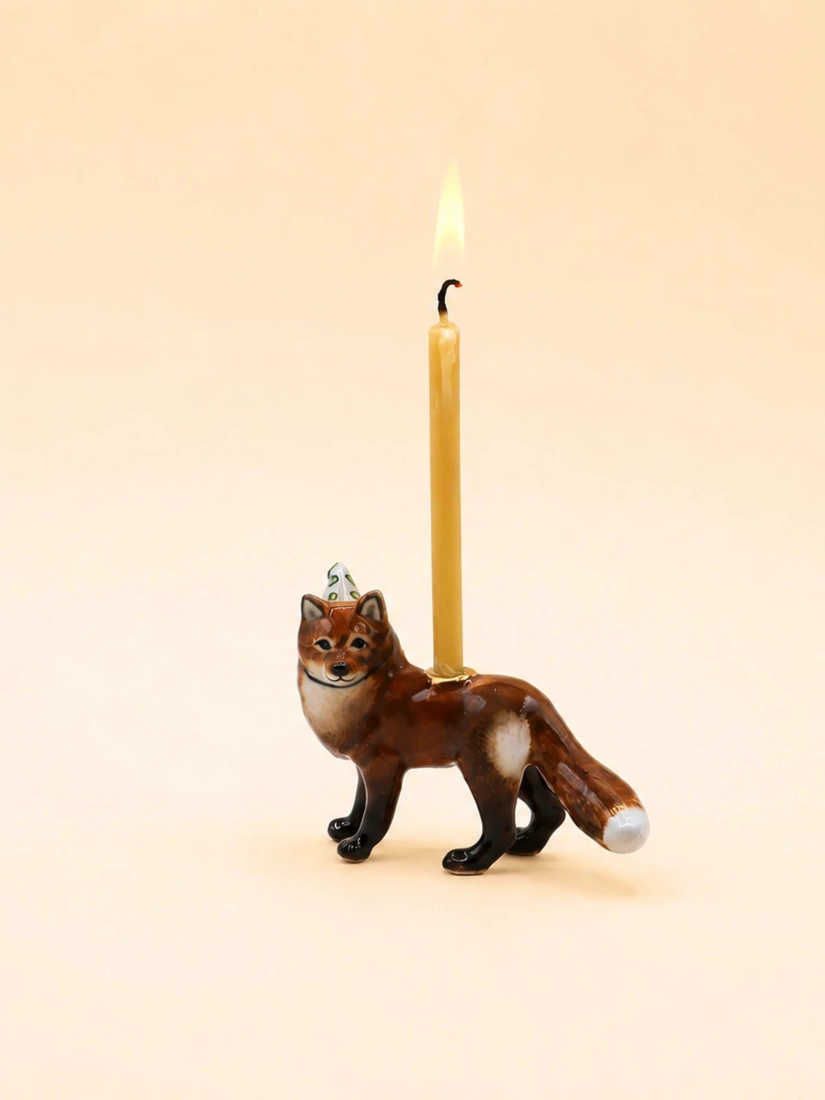 Fox Cake Topper | Porcelain Party Animal | Candle Holder | Red Fox