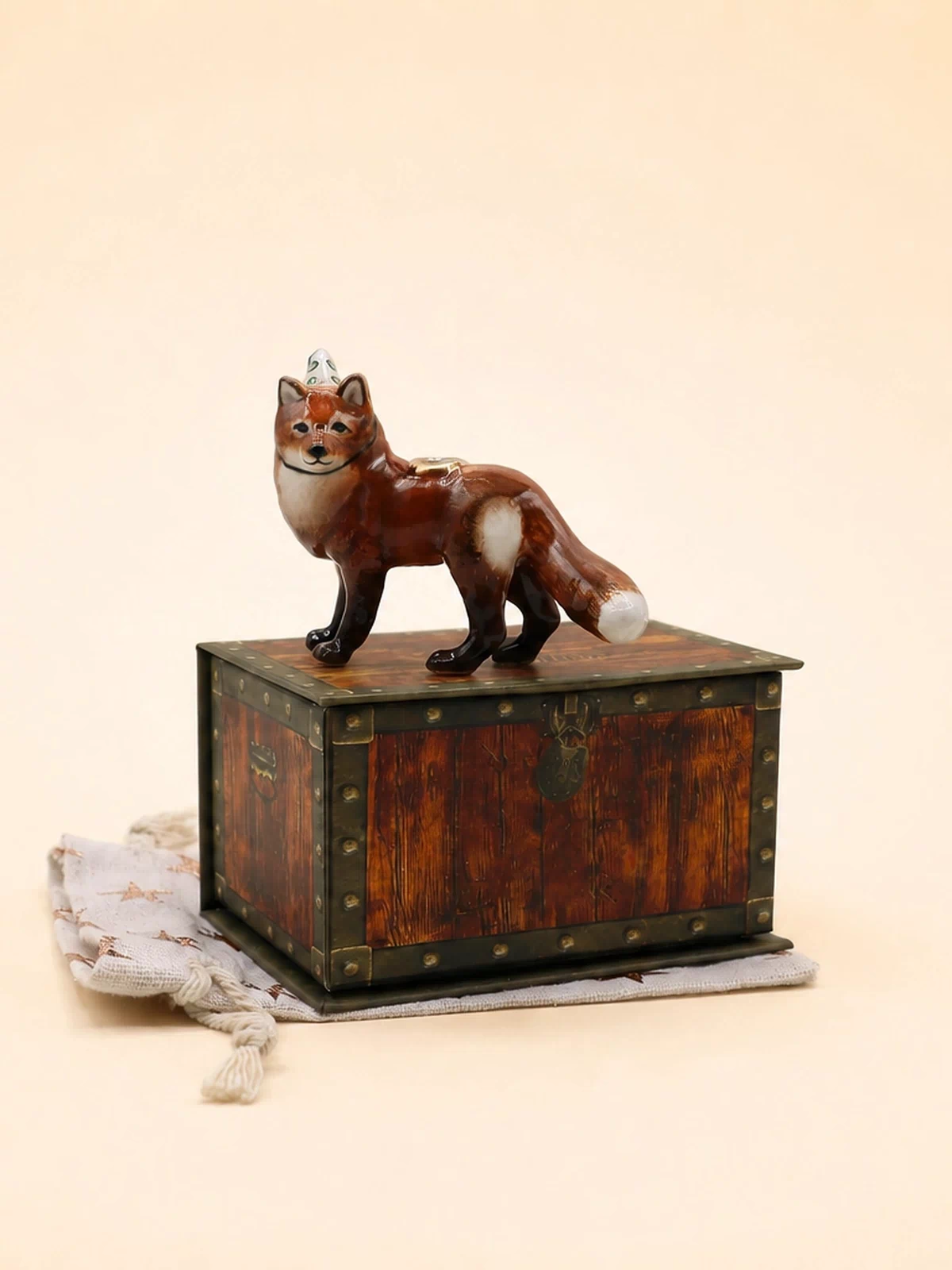Red Fox Cake Topper | Camp Hollow Porcelain Party Animal | Ceramic Candle Holder | Party Animal Birthday Decor