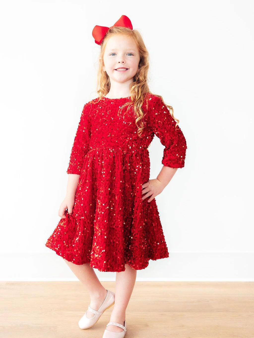 Red Velvet Sequin Dress-Mila & Rose ®