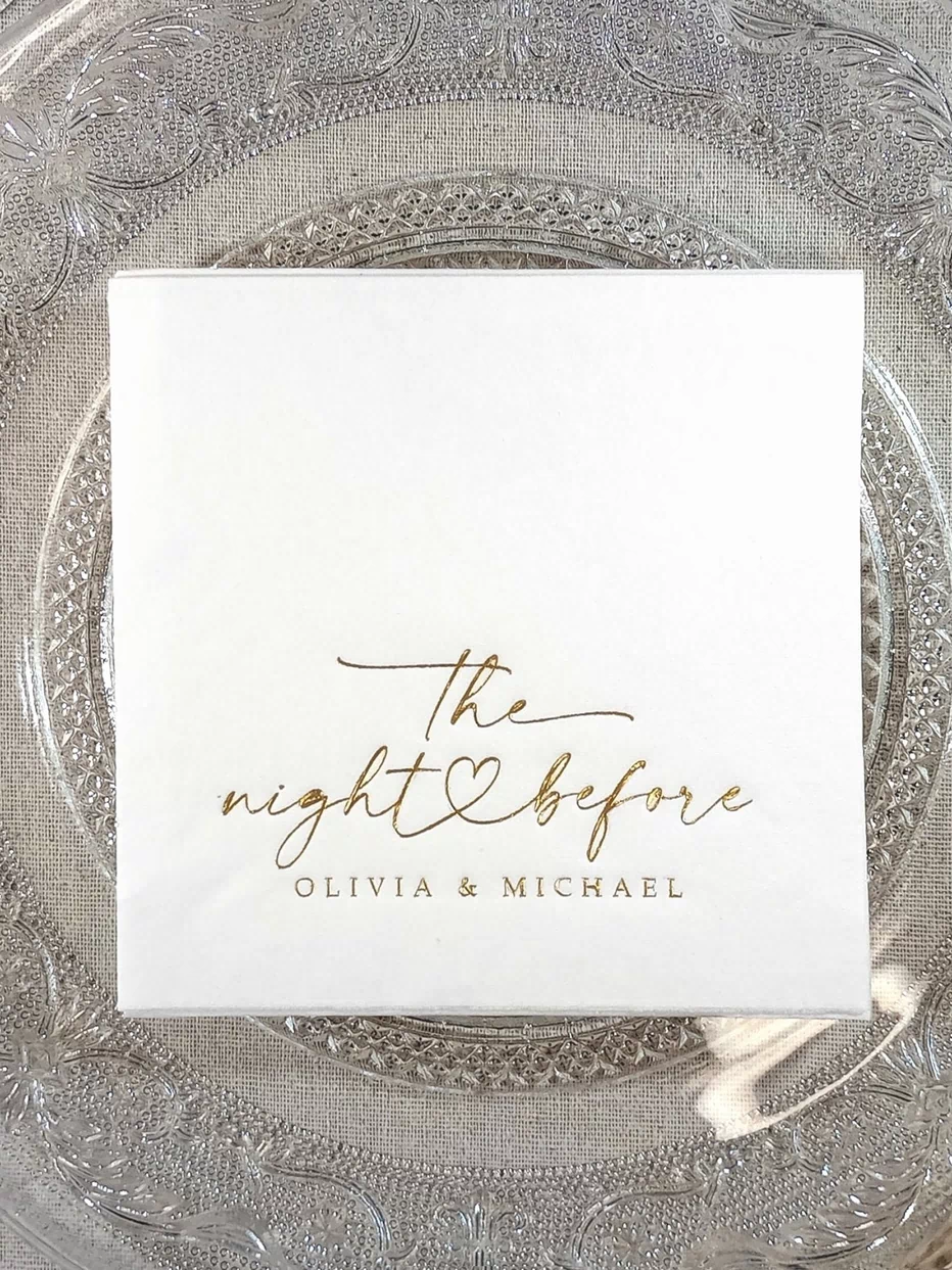 Rehearsal Dinner Decor | The Night Before Napkins | Personalized Foil