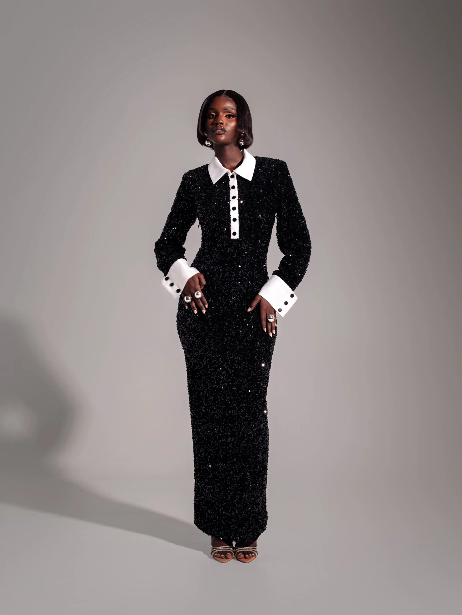 REI Sequin Maxi Dress in ONYX
