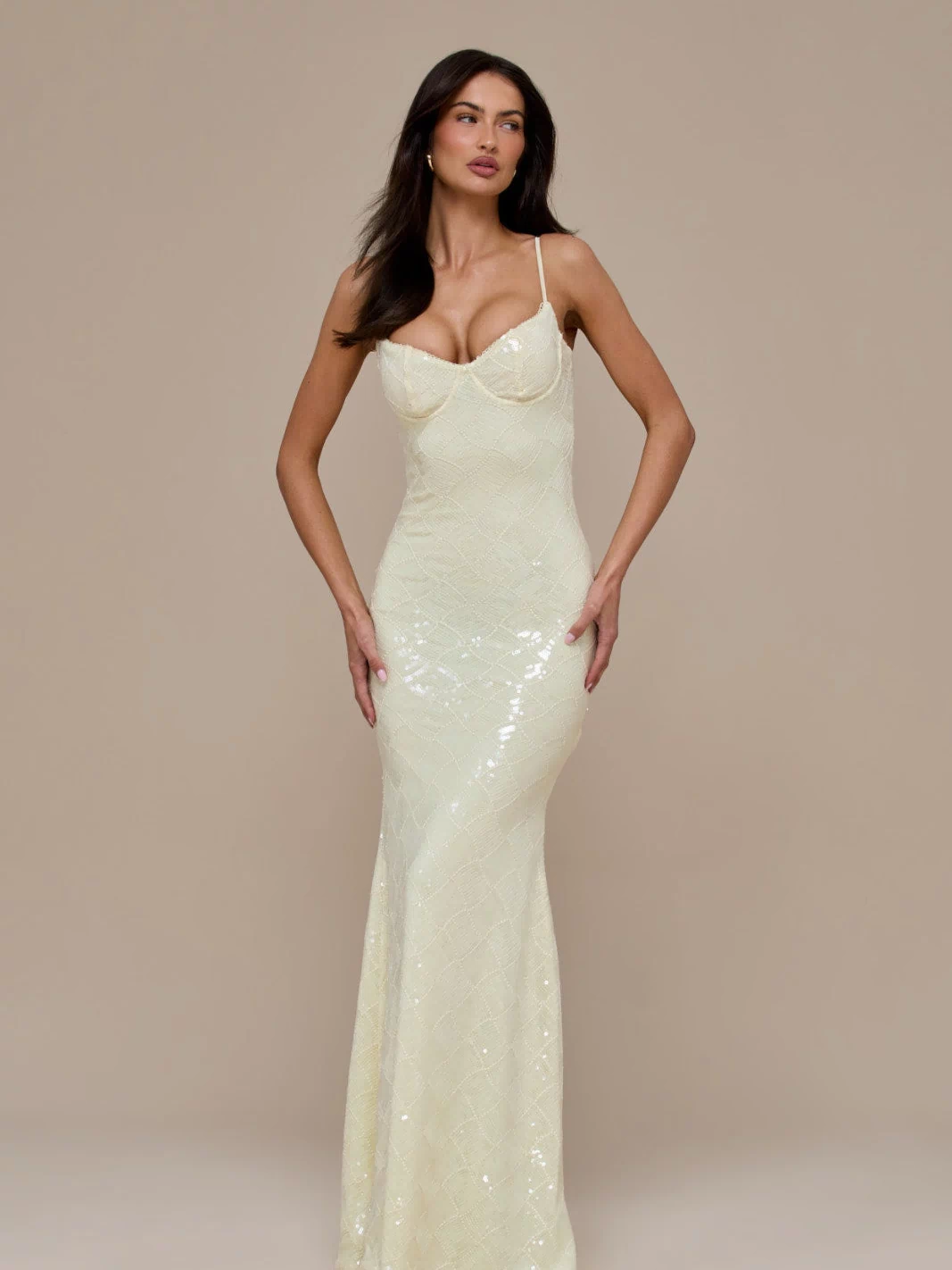 RHEA SEQUIN MAXI DRESS | LEMON