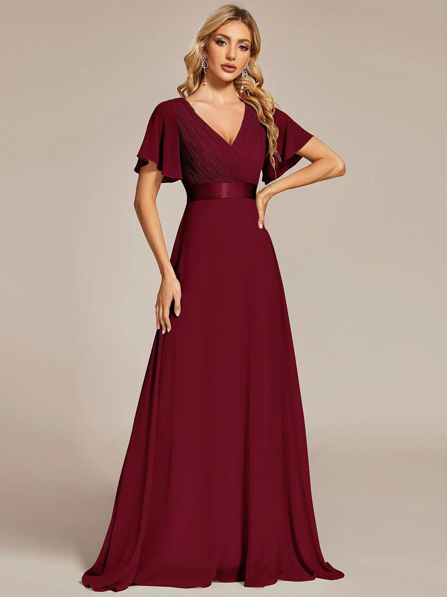 ever MONICA|Robe mariage invitée fluide élégante en mousseline à taille haute