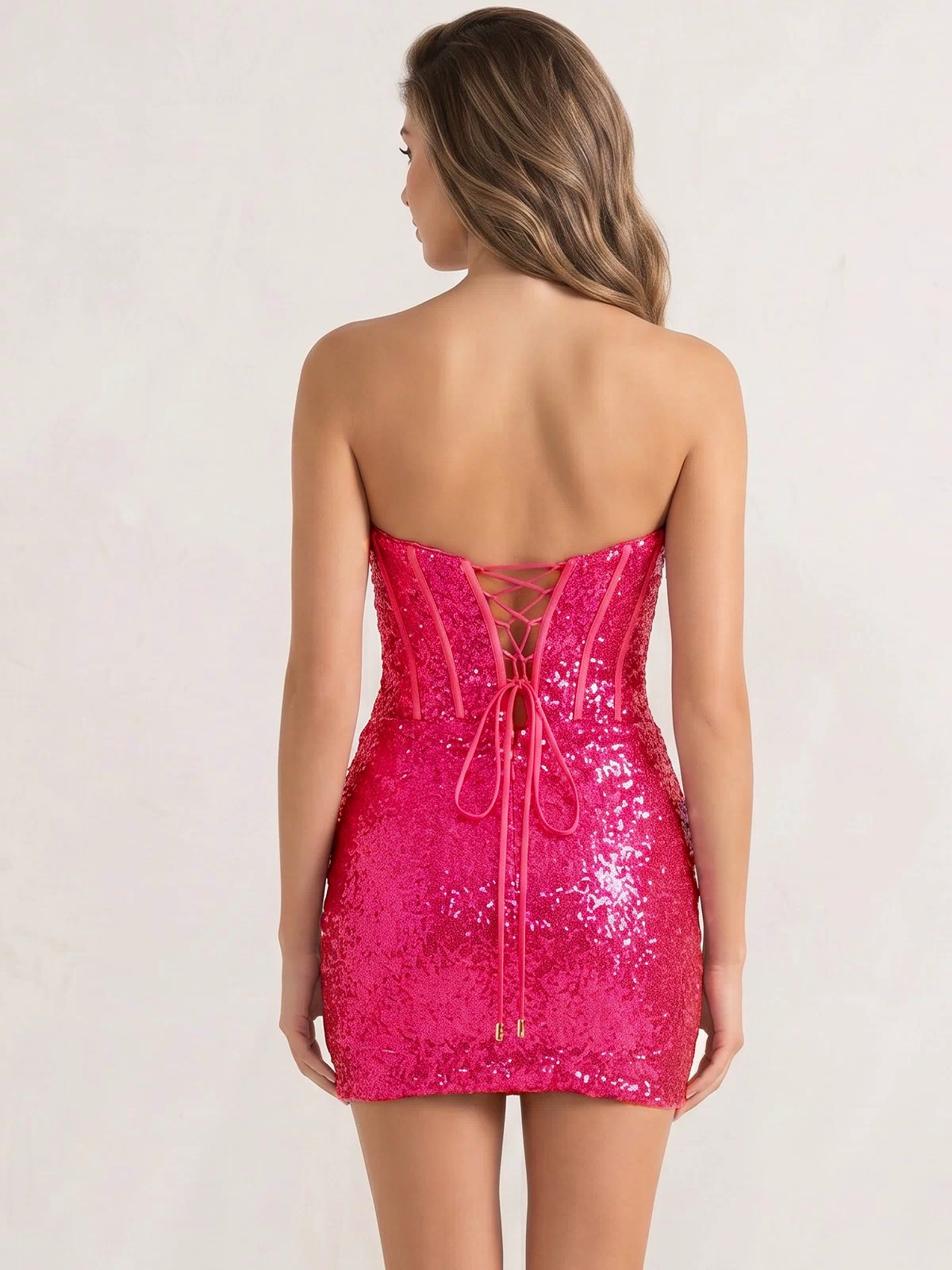 Rosey | Sheath Fuchsia Sweetheart Sequins Short Homecoming Dress - KissProm