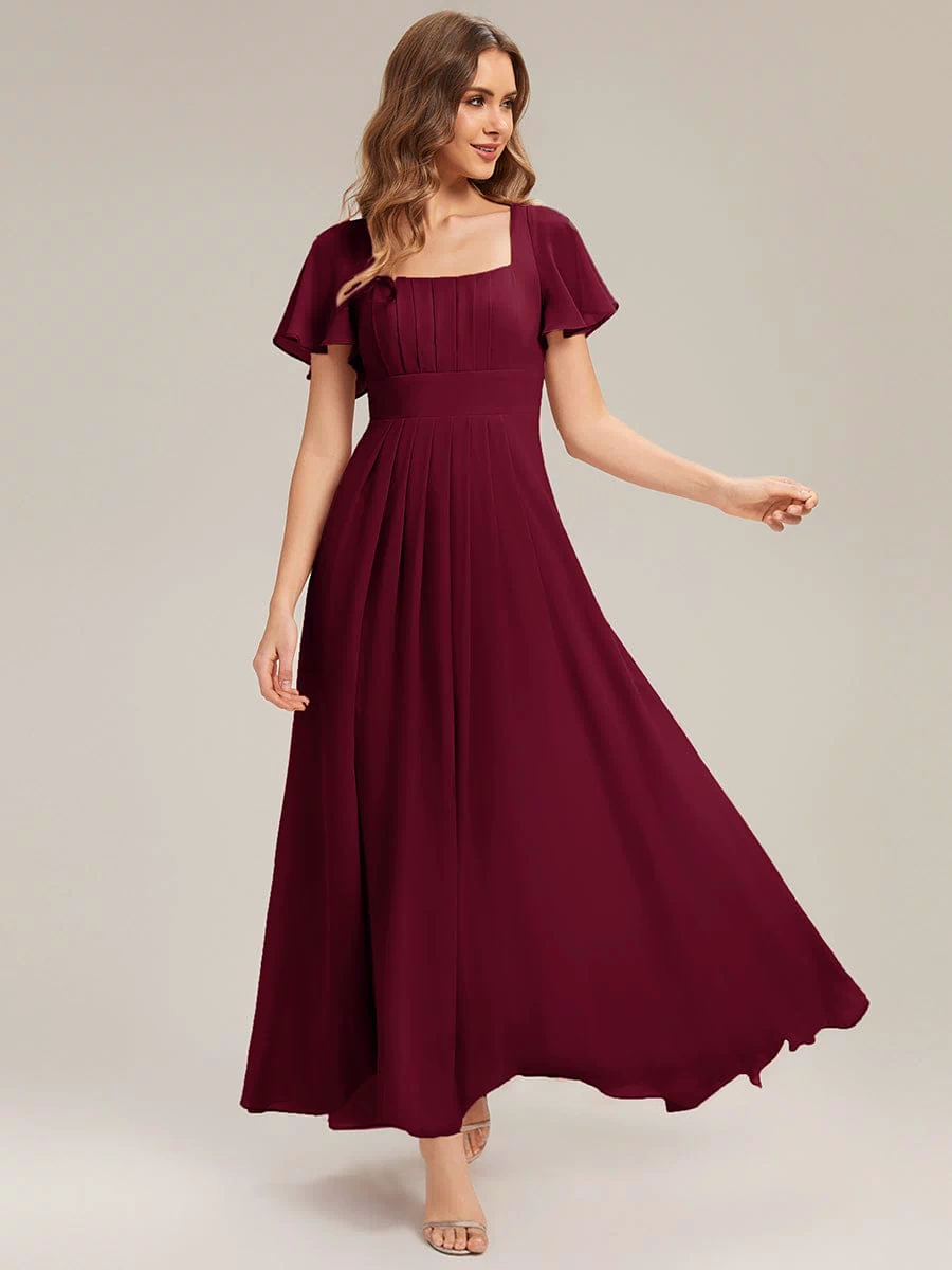 ever AVIEL|Ruched Chiffon Ruffle Sleeve Dress